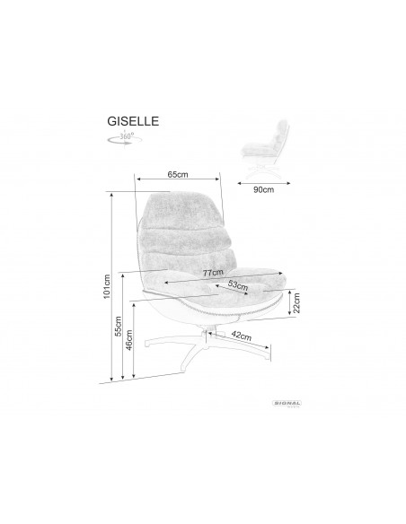 Fotel wypoczynkowy obrotowy Giselle Szary