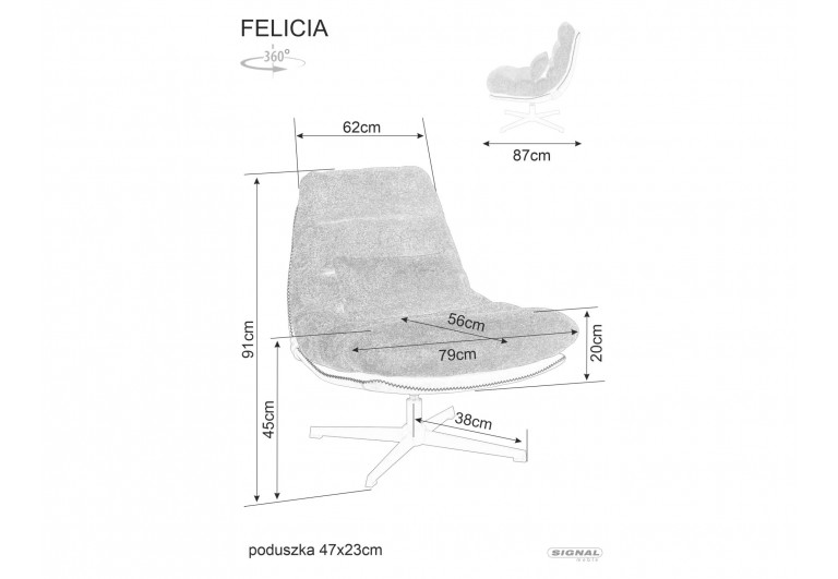 Fotel wypoczynkowy obrotowy Felicia Raven Szary