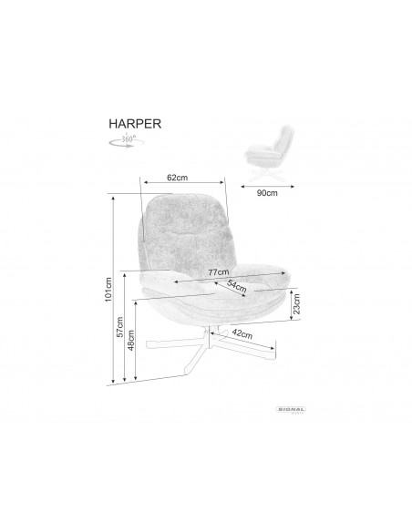 Fotel wypoczynkowy obrotowy Harper Czarny