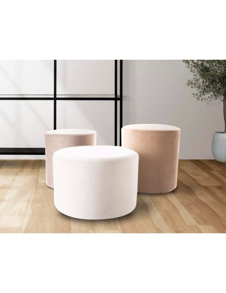 Pufa okrągła Doti A Brego Velvet Beżowa