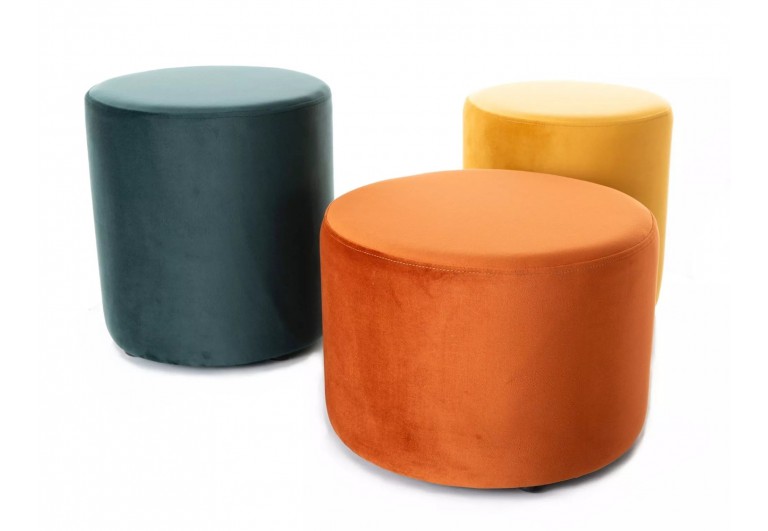 Pufa okrągła Doti A Brego Velvet Ciemna Beżowa