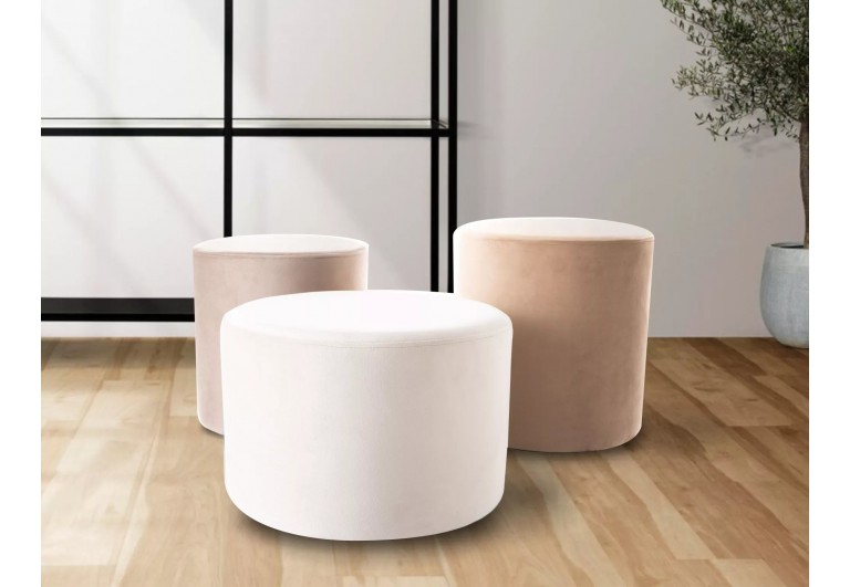 Pufa okrągła Doti A Brego Velvet Jasna Beżowa