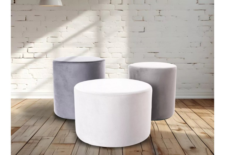 Pufa okrągła Doti A Brego Velvet Jasna Szara